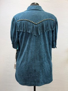 CF33-182 BLUE FAUX SUEDE TOP XL