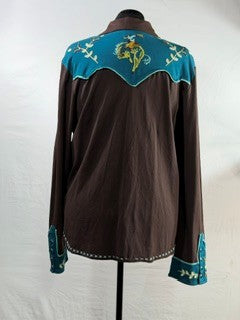 CF94-8 BRN/TURQ KNIT WORKSHIRT 1X