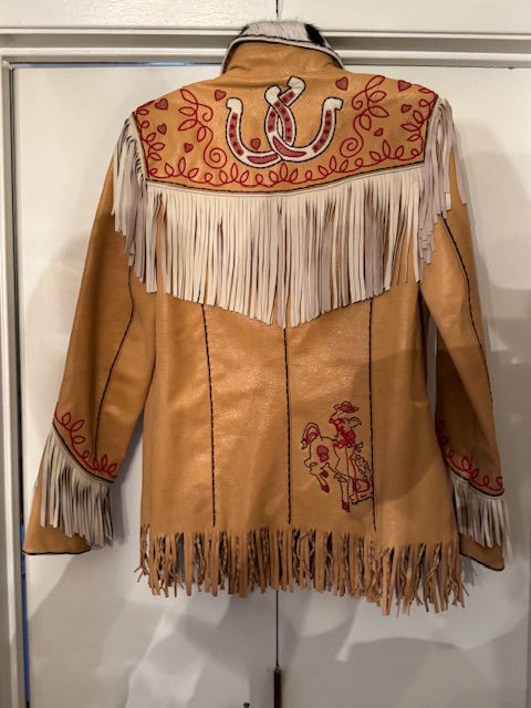 CF81-6 COWBOY YELLOW LEATHER JKT W/FRINGE-SM