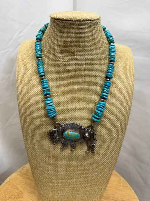 BUFFALO ON TURQ NECKLACE