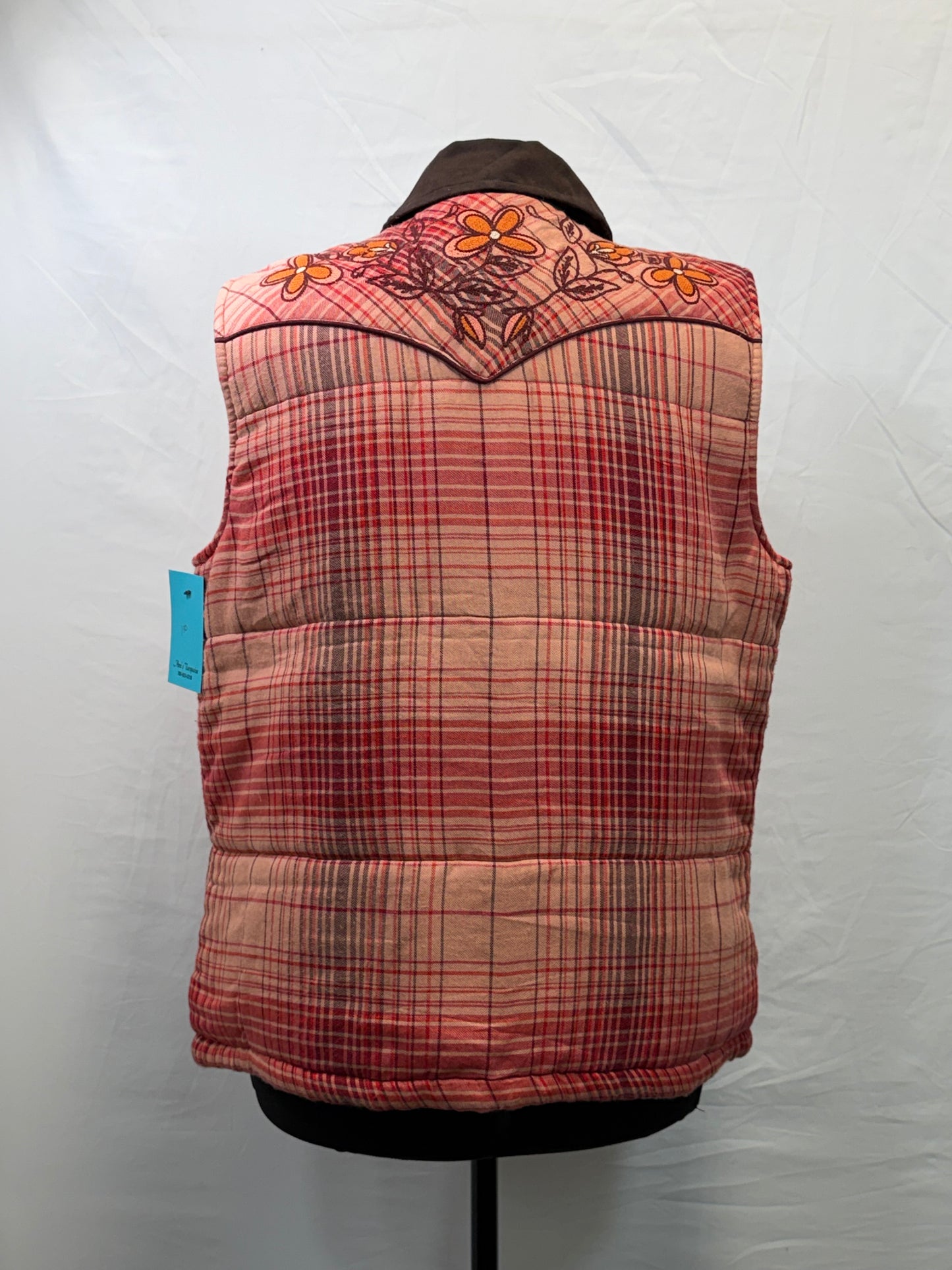 CF47-42 PLAID PUFFY VEST XL