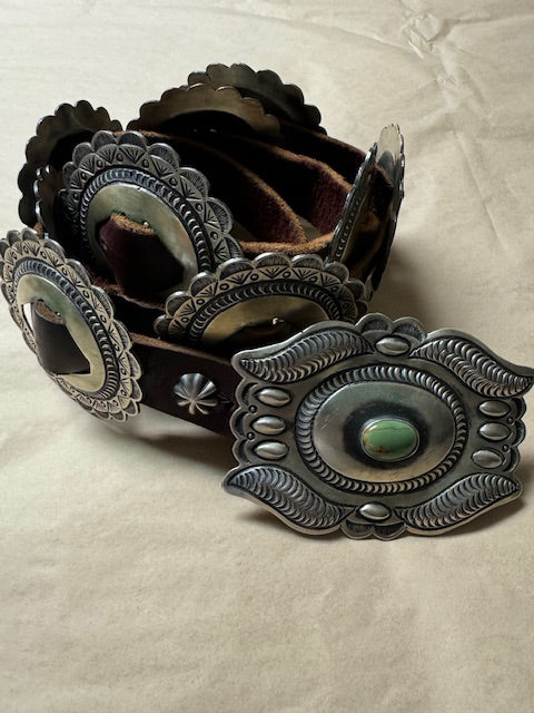 CF5-14 VINTAGE CONCHO BELT-STERLING