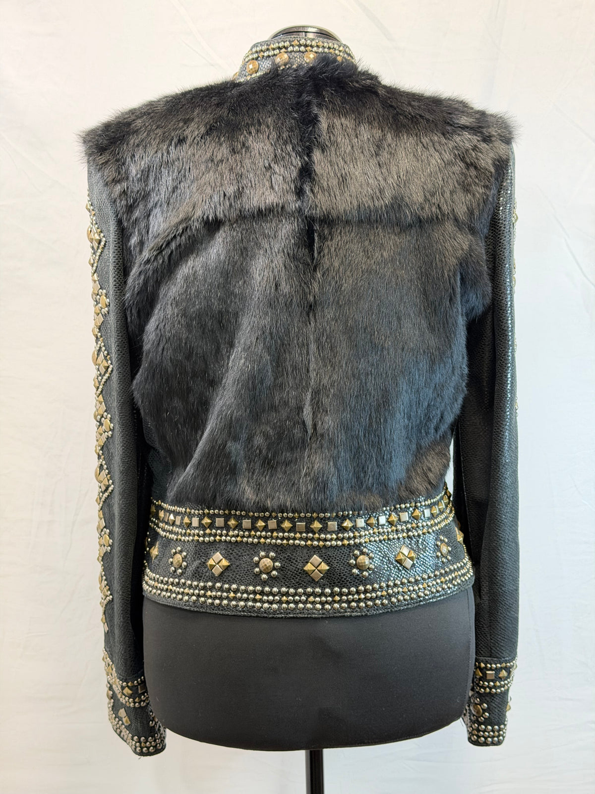 CF109-15 BLK LEATHER/FUR JACKET L