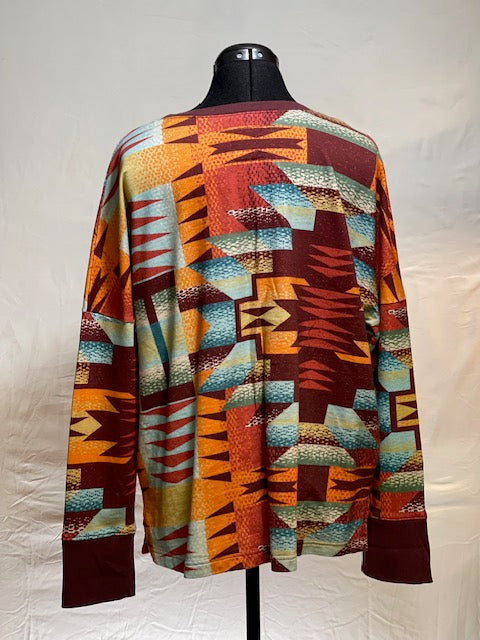 CF38-20 ORANGE/BLUE AZTEC TOP-L