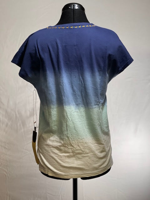 CF42-60 DIP DYED TEE W/FLORAL STITCH-S