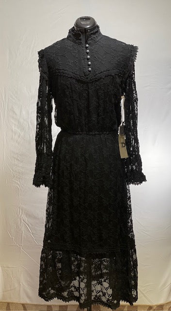 CF42-47 LITTLE MARY'S LACE DRESS-BLK-S