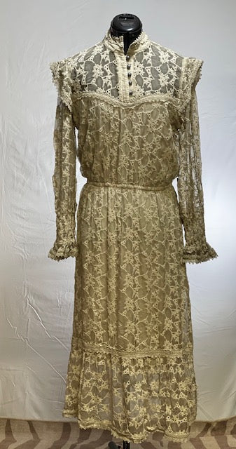 CF42-46 LITTLE MARY'S LACE DRESS-CREAM-S