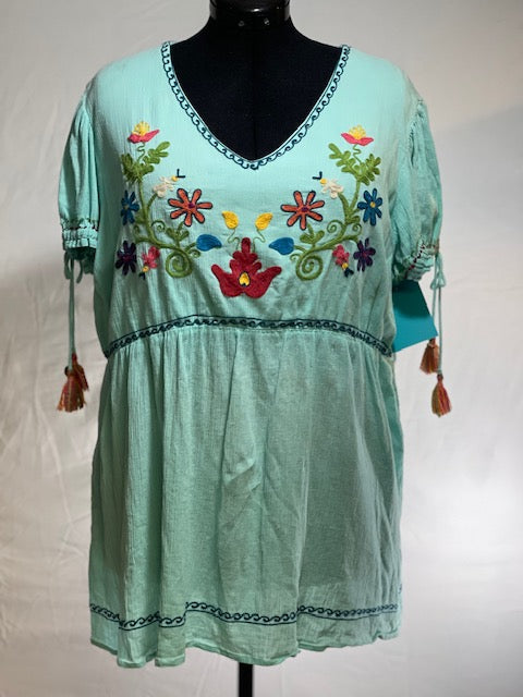CF30-24 TURQ. FLORAL TOP-1X