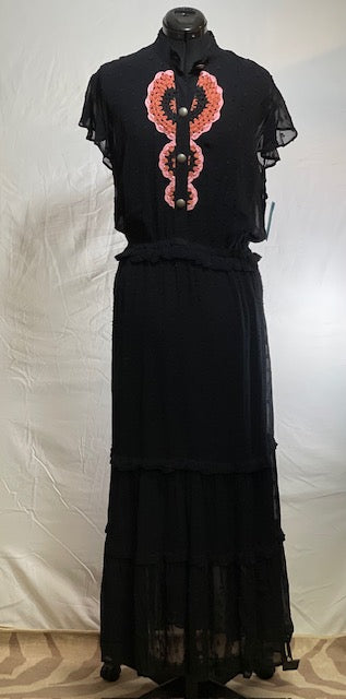 CF43-6 LONG BLK DRESS 3-CROCHET-XL