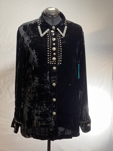 CF43-7 BLK VELVET TOP W/STUDS, COLLAR TIPS-XL