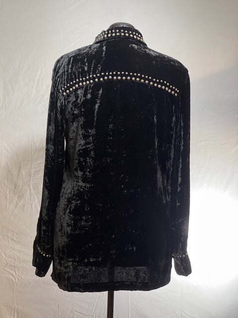 CF43-7 BLK VELVET TOP W/STUDS, COLLAR TIPS-XL