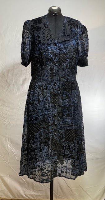 CF43-8 LASER CUT DRESS, BLK/BLUE-XL
