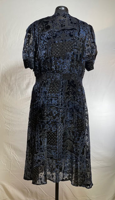 CF43-8 LASER CUT DRESS, BLK/BLUE-XL