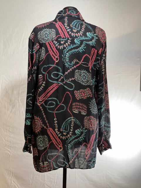 CF43-12 BLK W/JEWLERY PRINT TOP-XL