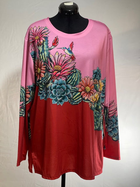CF44-6 PINK/RED TOP W/FLORAL-2X