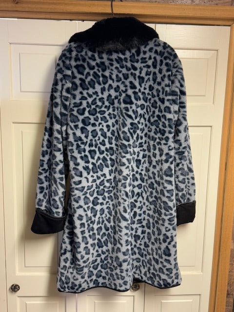 CF14-33 BLUE LEOPARD COAT W/FUR-LARGE