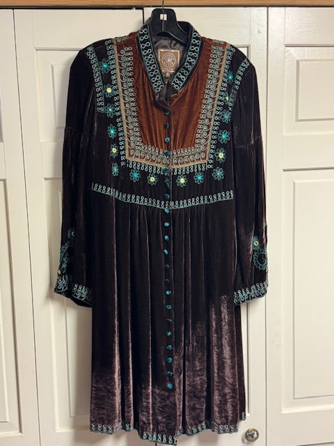 CF34-6 VELVET DRESS/JKT, BRN W/MIRROR-MED