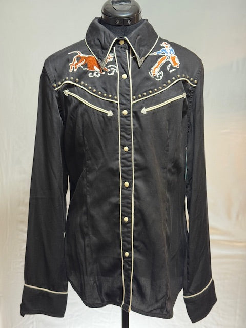 CF17-12 BLK PEARL SNAP W/COWBOY ROPING-M