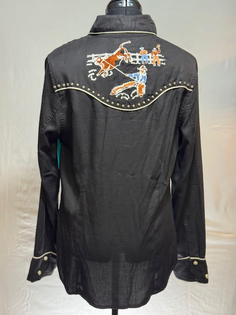 CF17-12 BLK PEARL SNAP W/COWBOY ROPING-M