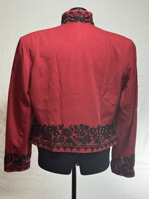 CF42-5 RED JKT W/BLK STITCH & SM BEADING-S