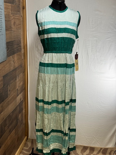 CF42-19 LONG MAXI DRESS-TEAL-S
