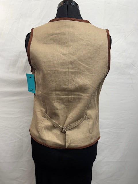 CF49-14 LEATHER VEST W/BEADING,FRINGE,LONGHORN-S
