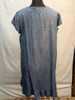 CF41-31 DENIM FLORAL DRESS L