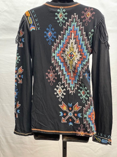 CF48-39 LS BLCK EMBR. TOP S