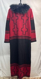 CF52-140 RED/BLK LONG SWEATER M