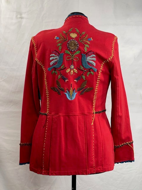 CF52-39 RED KNIT JACKET WITH DOVE S