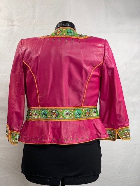 CF52-40 PINK/GRN LEATHER JACKET M