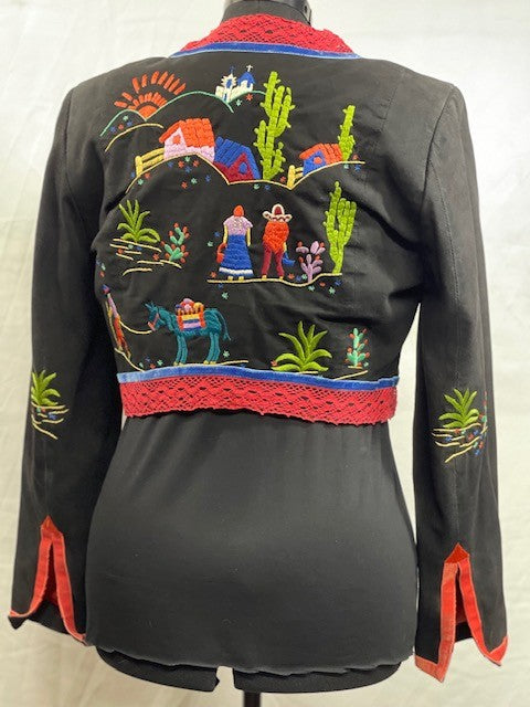 CF52-64 SUEDE BOLERO WITH RED TRIM M