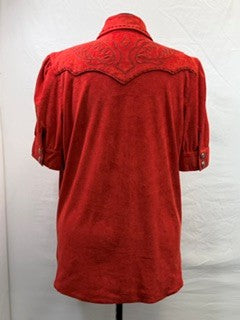 CF10-27 RED FAUX SUEDE TOP XL
