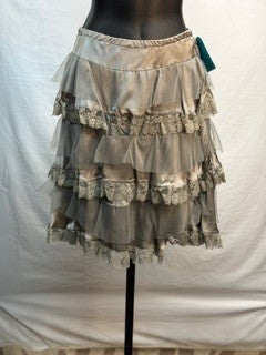CF52-209 GREY SATIN RUFFLE SKIRT S