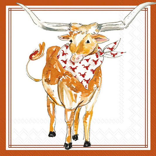 Paper Cocktail Napkins 20 Ct White Longhorn Hometown Pride