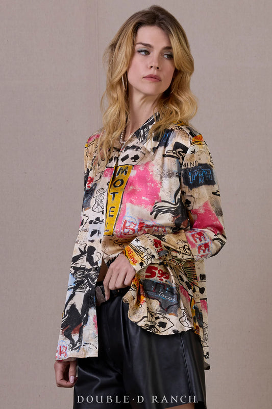 COWBOY GRAFFITTI BLOUSE T4192