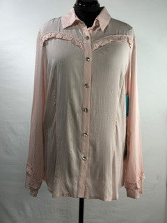 CF86-32 PINK RUFFLE BLOUSE XL