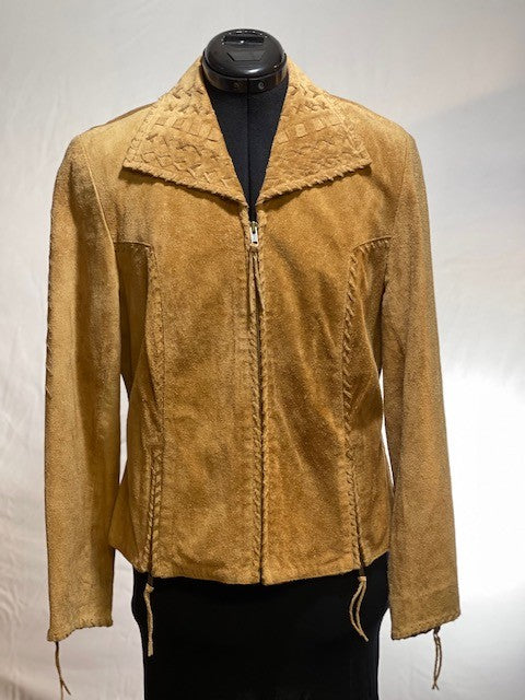 CF46-56 ROUGHOUT SUEDE JACKET WITH WHIP STITCH, SMALL