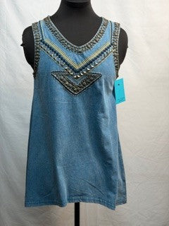 CF42-197 BLUE STONEWASHED TANK S