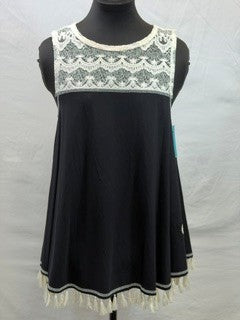 CF104-12 BLK/CREAM LACE TANK M