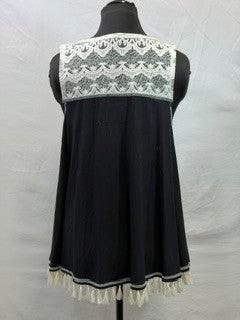 CF104-12 BLK/CREAM LACE TANK M