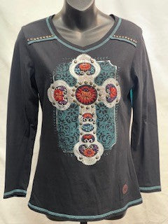 CF52-158 BLK CROSS TOP S