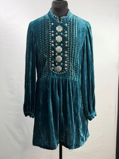 CF48-61 TURQ VELVET DRESS S