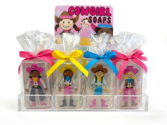 Clearly Fun Cowgirl Soap Collections - 12 Soaps + Display