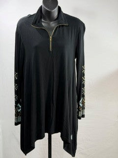 CF6-35 BLK ZIPPER TUNIC XS