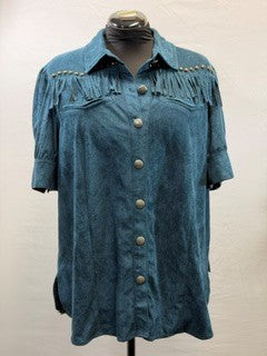 CF33-182 BLUE FAUX SUEDE TOP XL