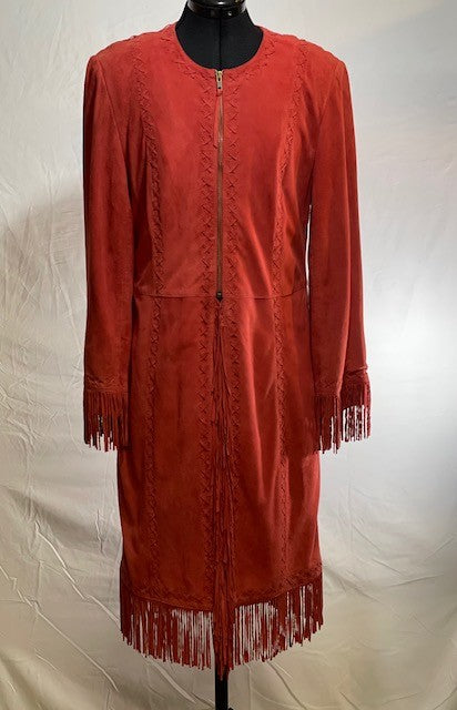 CF46-64 RED SUEDE 3/4 LENGTH JACKET SIZE SMALL