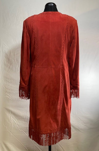 CF46-64 RED SUEDE 3/4 LENGTH JACKET SIZE SMALL