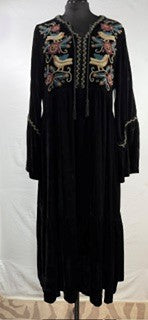 CF43-22 VELVET DRESS W/ BIRDS L