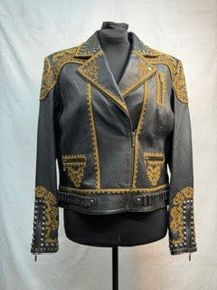 CF86-19 BLK/GOLD BIKER JACKET XL